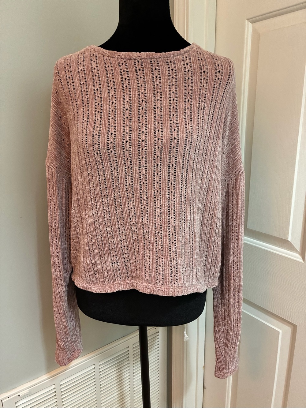 Hollister Dusty Pink Ribbed Chenille Crewneck Sweater